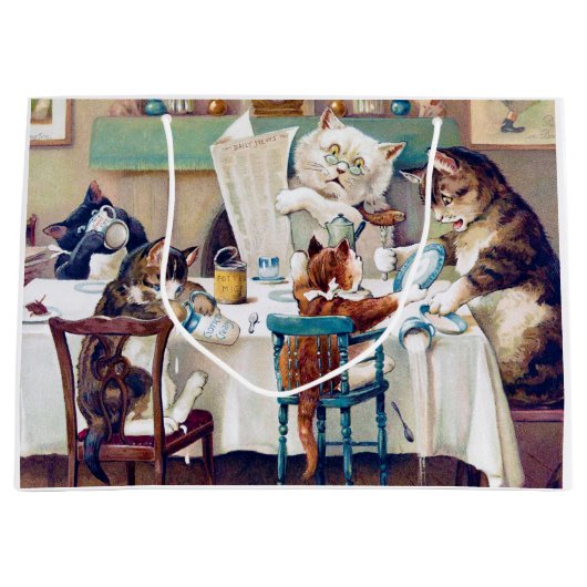 Cat's Breakfast Time, Louis Wain Groot Cadeauzakje (Voorkant)