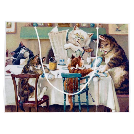 Cat's Breakfast Time, Louis Wain Groot Cadeauzakje (Achterkant)