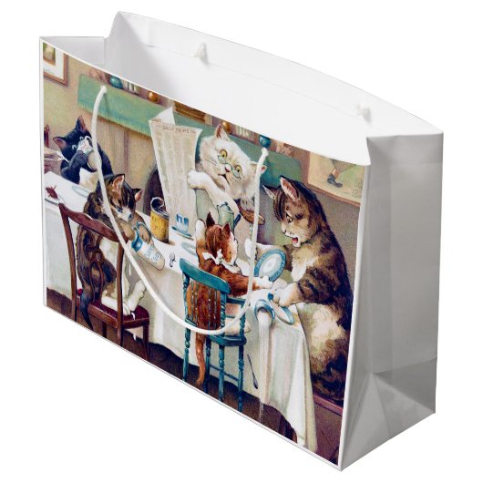 Cat's Breakfast Time, Louis Wain Groot Cadeauzakje (Achterkant Gekanteld)