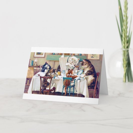 Cat's Breakfast Time, Louis Wain Kaart (Voorkant)