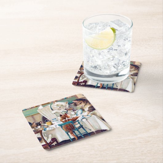 Cat's Breakfast Time, Louis Wain Kartonnen Onderzetters (Insitu)