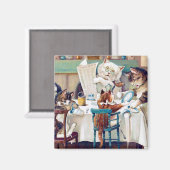 Cat's Breakfast Time, Louis Wain Magneet (Voorkant / Achterkant)