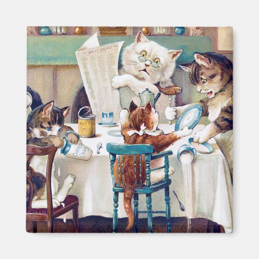 Cat's Breakfast Time, Louis Wain Magneet (Voorkant)