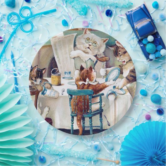 Cat's Breakfast Time, Louis Wain Papieren Bordje (Feest)