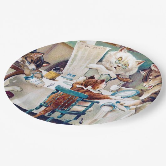 Cat's Breakfast Time, Louis Wain Papieren Bordje (Gekanteld)