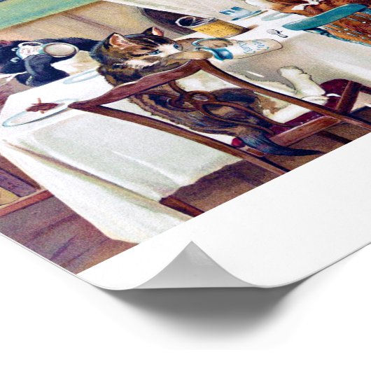 Cat's Breakfast Time, Louis Wain Poster (Hoek)