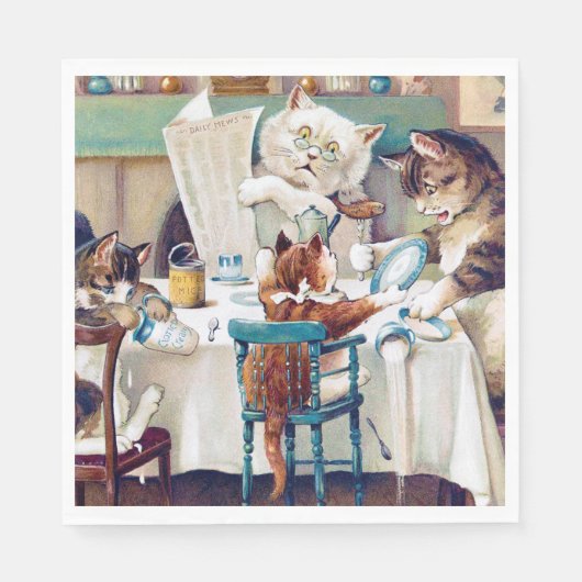Cat's Breakfast Time, Louis Wain Servet (Voorkant)