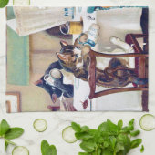 Cat's Breakfast Time, Louis Wain Theedoek (Gevouwen)