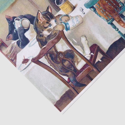 Cat's Breakfast Time, Louis Wain Tissuepapier (Detail)