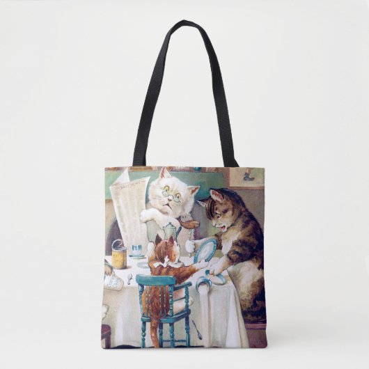 Cat's Breakfast Time, Louis Wain Tote Bag (Voorkant)