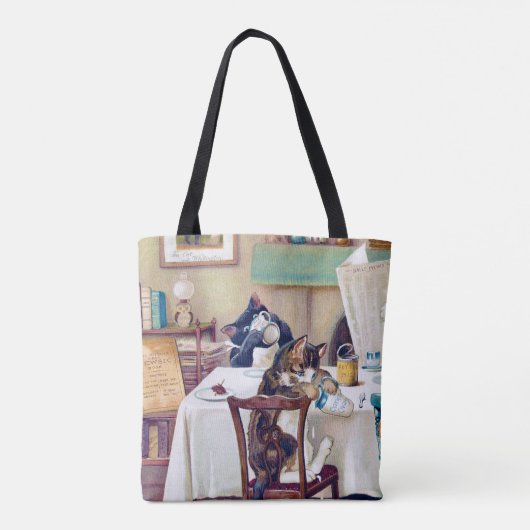 Cat's Breakfast Time, Louis Wain Tote Bag (Achterkant)