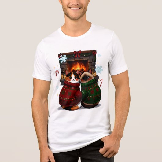 Cats by the Fireplace Tri-Blend Shirt (Voorkant)