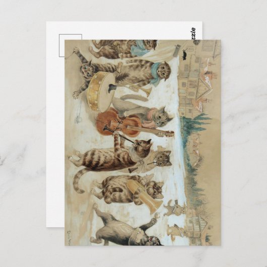 Cats Carol Singing by Louis Wain Briefkaart (Voorkant / Achterkant)