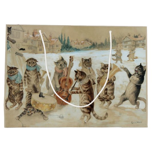 Cats Carol Singing by Louis Wain Groot Cadeauzakje (Achterkant)