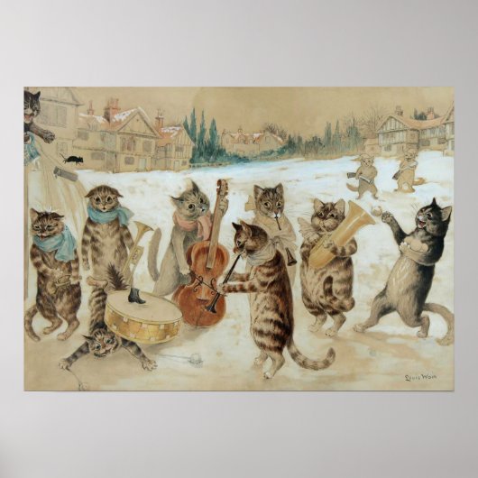 Cats Carol Singing by Louis Wain Poster (Voorkant)