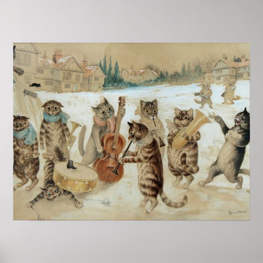 Cats Carol Singing by Louis Wain Poster (Voorkant)