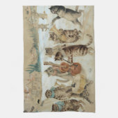 Cats Carol Singing by Louis Wain Theedoek (Verticaal)