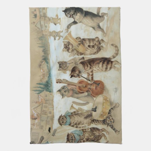 Cats Carol Singing by Louis Wain Theedoek (Verticaal)