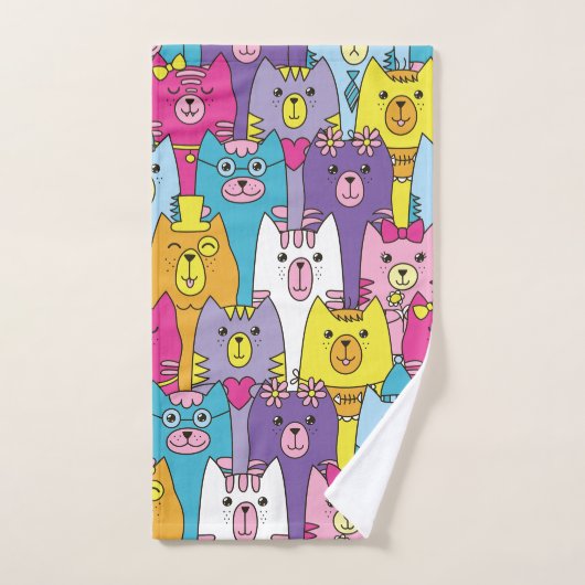 Cats Cats Pattern (kleurrijke Cartoon), speciaal g Bad Handdoek (Handdoek)
