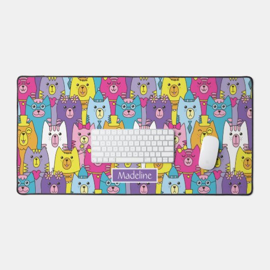 Cats Cats Pattern (kleurrijke Cartoon), speciaal g Bureaumat (Keyboard & Muis)