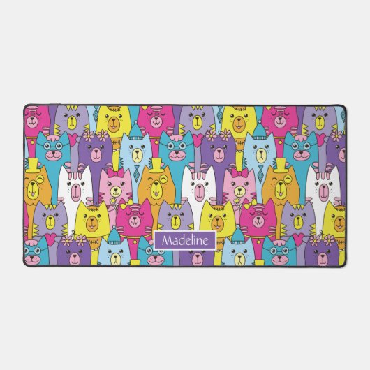 Cats Cats Pattern (kleurrijke Cartoon), speciaal g Bureaumat (Voorkant)