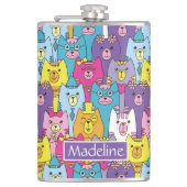 Cats Cats Pattern (kleurrijke Cartoon), speciaal g Heupfles (Voorkant)