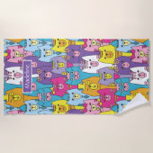 Cats Cats Pattern (kleurrijke Cartoon), speciaal g Strandlaken (Voorkant)