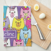 Cats Cats Pattern (kleurrijke Cartoon), speciaal g Theedoek (Quarter Fold)