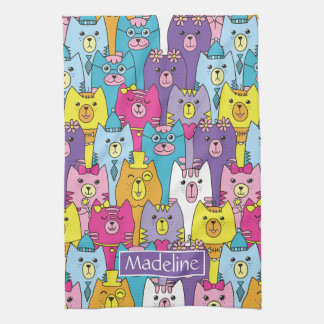 Cats Cats Pattern (kleurrijke Cartoon), speciaal g Theedoek