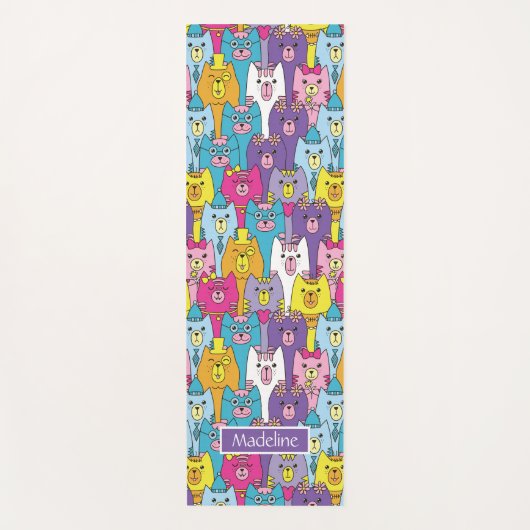 Cats Cats Pattern (kleurrijke Cartoon), speciaal g Yogamat (Voorkant)