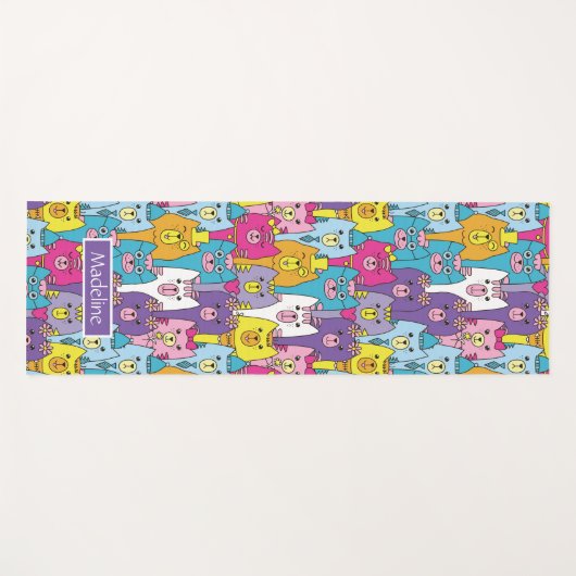 Cats Cats Pattern (kleurrijke Cartoon), speciaal g Yogamat (Voorkant (horizontaal))