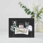 Cats celebrating a birthday with cake and candles briefkaart (Staand voorkant)