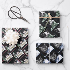 Cats celebrating a birthday with cake and candles inpakpapier vel