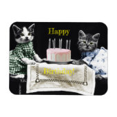 Cats celebrating a birthday with cake and candles magneet (Horizontaal)