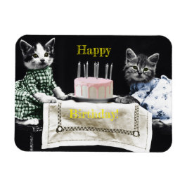 Cats celebrating a birthday with cake and candles magneet