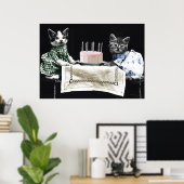 Cats celebrating a birthday with cake and candles poster (Thuiskantoor)