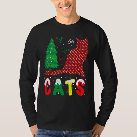 Cats Christmas Pajama Family Xmas T-shirt (Voorkant)