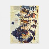 Cat's Christmas Party, Louis Wain Fleece Deken (Voorkant)
