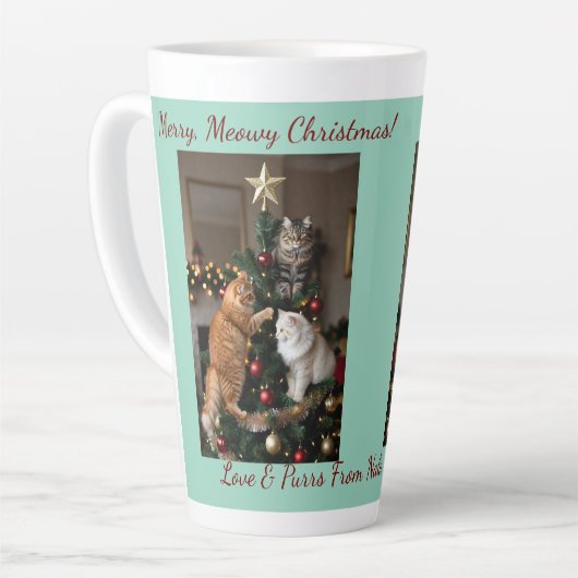 Cats Christmas Tree, Image Names Text, Customize,  Latte Mok (Linkerhoek)