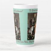 Cats Christmas Tree, Image Names Text, Customize,  Latte Mok (Voorkant)
