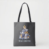 Cats Christmas Tree Meow Kitten Kitty Tree Lights Tote Bag (Voorkant)