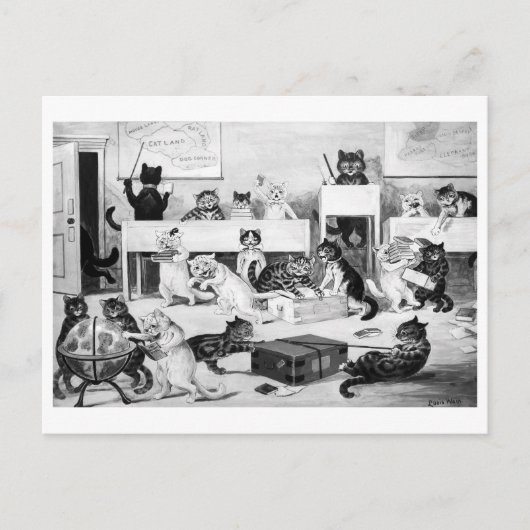 Cats Classroom Discipline, Louis Wain Briefkaart (Voorkant)