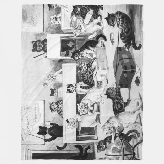 Cats Classroom Discipline, Louis Wain Fleece Deken (Voorkant)