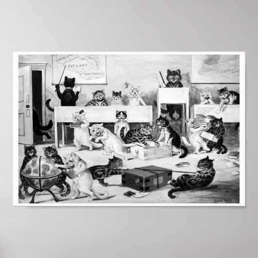 Cats Classroom Discipline, Louis Wain Poster (Voorkant)