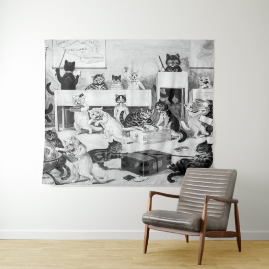 Cats Classroom Discipline, Louis Wain Wandkleed (In Situ (horizontaal))
