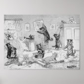 Cats Cleaning in Spring, Louis Wain Poster (Voorkant)