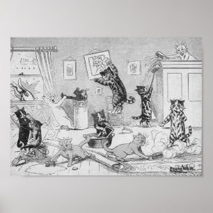 Cats Cleaning in Spring, Louis Wain Poster