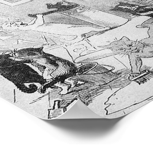 Cats Cleaning in Spring, Louis Wain Poster (Hoek)