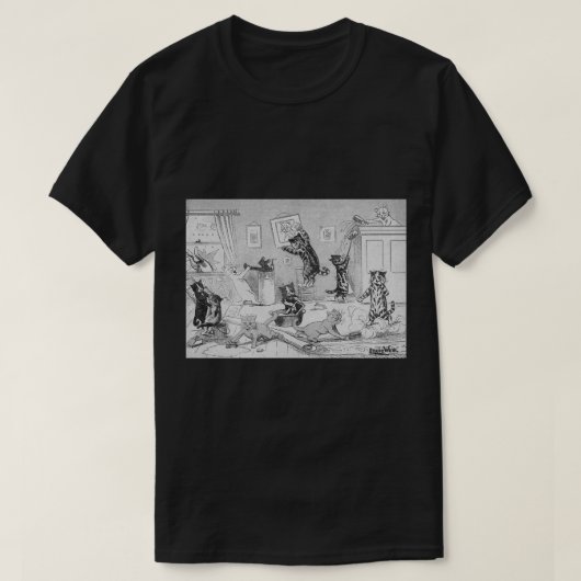Cats Cleaning in Spring, Louis Wain T-shirt (Design voorkant)