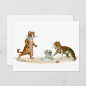 Cats Cleaning Louis Wain Briefkaart (Voorkant / Achterkant)